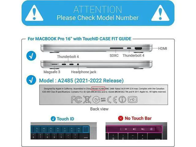 Alt view image 2 of 7 - Compatible with MacBook Pro 16 Inch Case 2023 2021 2022 Release A2780 A2485 M2 M1 Pro/Max & Retina & Touch ID Hard Shell Case with Keyboard Cover