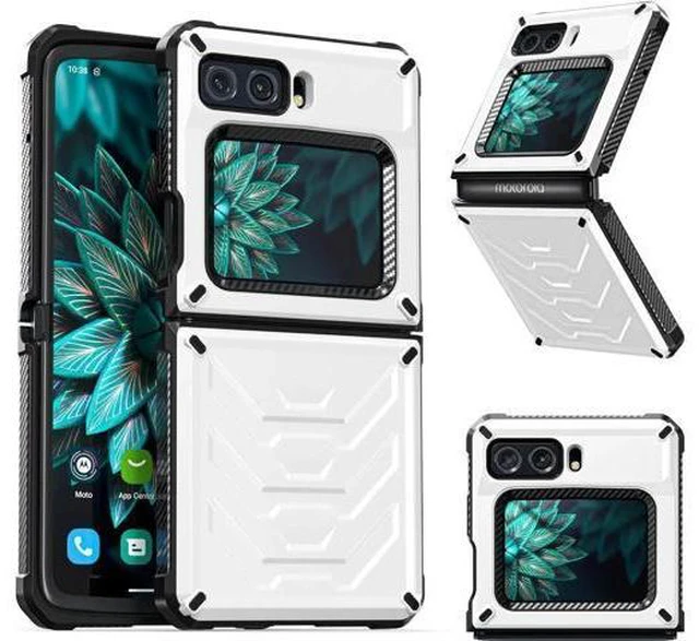 Main image of For Motorola Moto Razr 2022 Case with Slide Camera Cover, Military Grade Heavy Duty Protective Armor Phone Case Shockproof Hard Shell Cover White