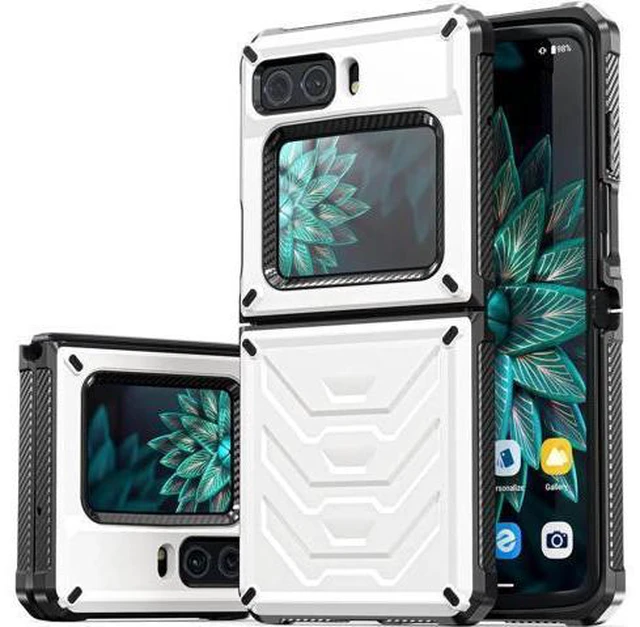 Alt view image 3 of 7 - For Motorola Moto Razr 2022 Case with Slide Camera Cover, Military Grade Heavy Duty Protective Armor Phone Case Shockproof Hard Shell Cover White
