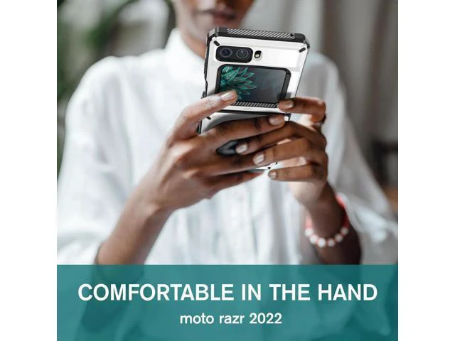 Alt view image 5 of 7 - For Motorola Moto Razr 2022 Case with Slide Camera Cover, Military Grade Heavy Duty Protective Armor Phone Case Shockproof Hard Shell Cover White
