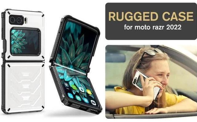 Alt view image 4 of 7 - For Motorola Moto Razr 2022 Case with Slide Camera Cover, Military Grade Heavy Duty Protective Armor Phone Case Shockproof Hard Shell Cover White