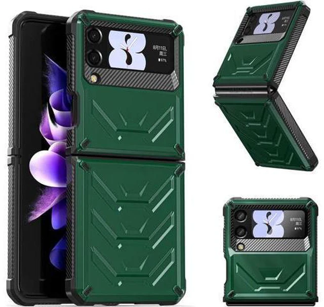 Main image of For Samsung Galaxy Z Flip 3 5G 6.7 inch 2021 Case with Slide Camera Cover, Military Grade Heavy Duty Protective Armor Phone Case Shockproof Cover Army Green
