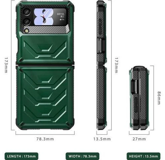 Alt view image 3 of 7 - For Samsung Galaxy Z Flip 3 5G 6.7 inch 2021 Case with Slide Camera Cover, Military Grade Heavy Duty Protective Armor Phone Case Shockproof Cover Army Green