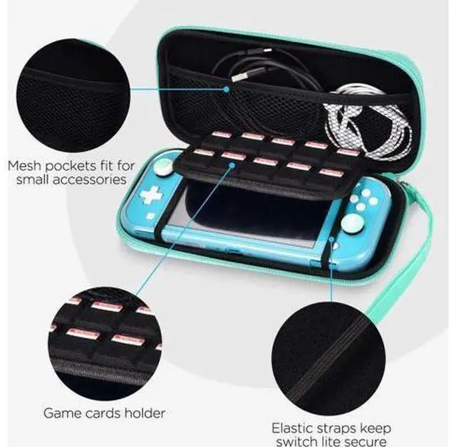Alt view image 3 of 14 - Switch Lite Accessories Kit, Accessories Bundle with Carrying Case, Protective Cover case, 2-Pack Tempered Glass Screen Protector, 4 Thumb Grips