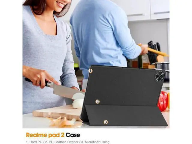 Alt view image 6 of 7 - Case for Oppo Realme Pad 2 11.5 inch 2023, Folio Slim Smart Cover Lightweight Hard Shell Protective Case with Multi-Angle Stand, Universal Stylus Pen