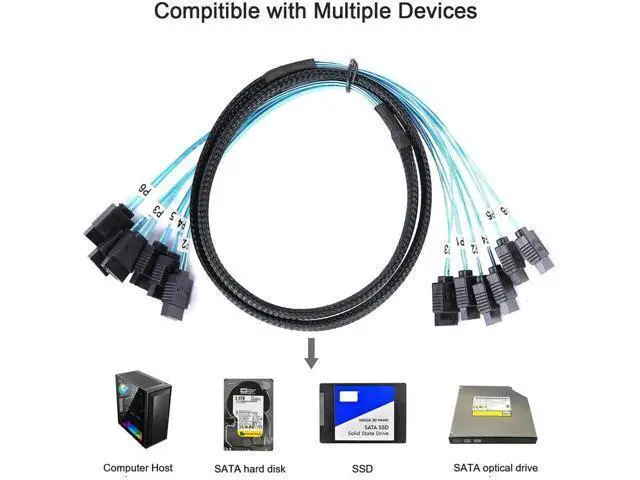 Alt view image 5 of 6 - Aomoproing SATA-III Cable-1M 6Pcs/Set-6Gbps-SATA Cable Long Replacement for Bitcoin Computer-Server CD DVD Drives Raid HDD-SSD (3.3FT)