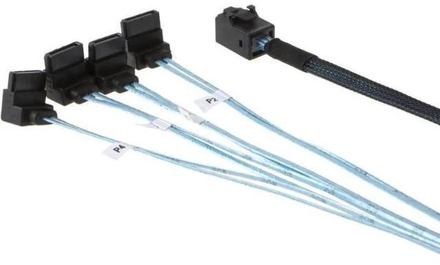 Alt view image 3 of 4 - Aomoproing Internal HD Mini SAS (SFF-8643 Host) - 4X SATA (Target) Angle Cable, SFF-8643 for Controller, 4 Sata Connect to Hard Drive, 0.5M / 1.6FT