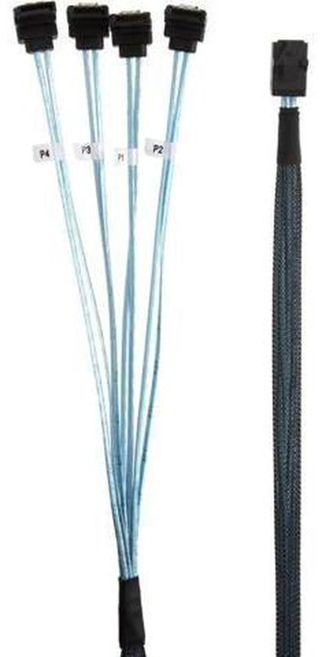 Alt view image 2 of 4 - Aomoproing Internal HD Mini SAS (SFF-8643 Host) - 4X SATA (Target) Angle Cable, SFF-8643 for Controller, 4 Sata Connect to Hard Drive, 0.5M / 1.6FT