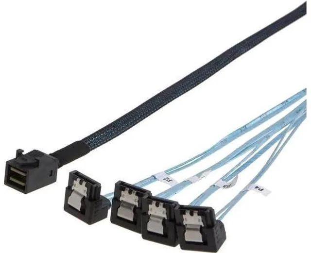 Alt view image 4 of 4 - Aomoproing Internal HD Mini SAS (SFF-8643 Host) - 4X SATA (Target) Angle Cable, SFF-8643 for Controller, 4 Sata Connect to Hard Drive, 0.5M / 1.6FT