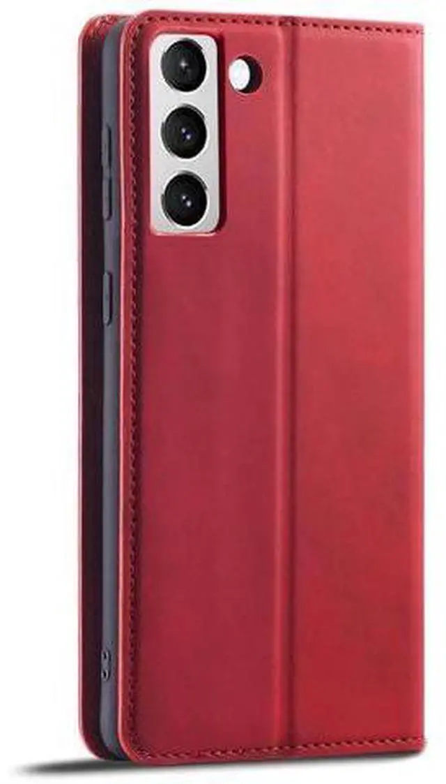Alt view image 4 of 14 - Case for Samsung Galaxy S25 5G 6.2 inch Premium PU Leather Phone Cover with Card Holder Stand, Shockproof Flip Wallet Cover Red