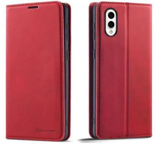Main image of Case for Samsung Galaxy S25 Edge 5G 6.7 inch Premium PU Leather Phone Cover with Card Holder Stand, Shockproof Flip Wallet Cover Red