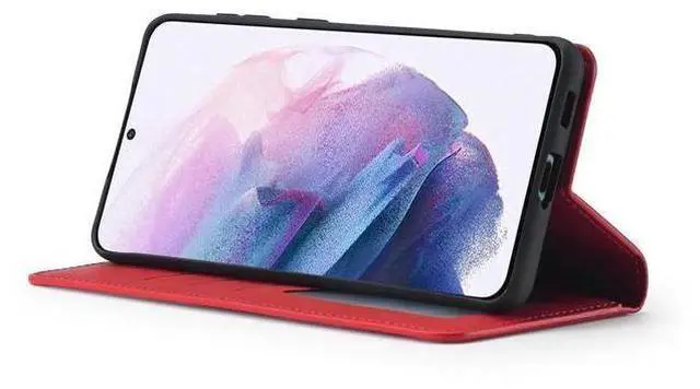 Alt view image 5 of 14 - Case for Samsung Galaxy S25 Edge 5G 6.7 inch Premium PU Leather Phone Cover with Card Holder Stand, Shockproof Flip Wallet Cover Red