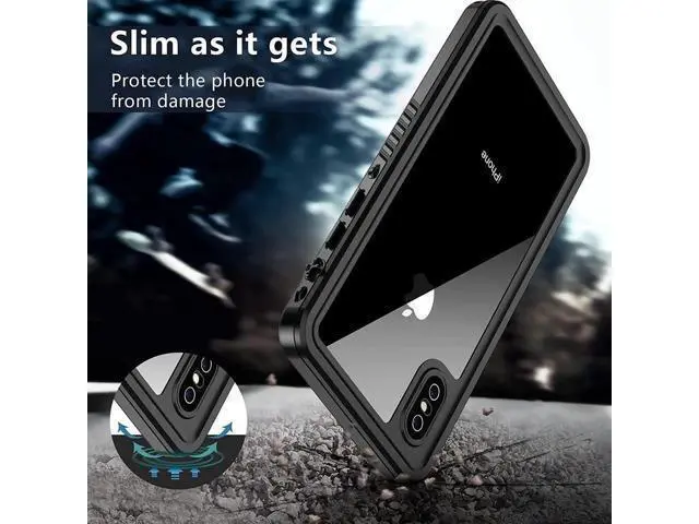Alt view image 2 of 7 - For iPhone Xs Max Waterproof Case, Built-in Screen Protector Full-Body Clear Back Cover Heavy Duty Shockproof Case for iPhone Xs Max 6.5 inch