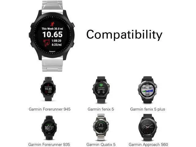 Alt view image 2 of 7 - Band Replacement Compatible with Garmin Fenix 5 / 5 Plus / Forerunner 935 / 945 Premium Stainless Steel Metal Watch Band with Quick Release Connector Fit Fenix 5 / 5 Plus / Forerunner 935 945