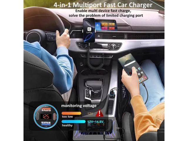 Alt view image 7 of 14 - AomoproingCar Charger USB C, 65W Dual 12V Cigarette Lighter USB Car Adapter with Voltage Display Multi Port PD/QC 3.0 Super Fast Charging Car Phone Charger for iPhone 16 15 14 13 12 Pro,Tablet,Android
