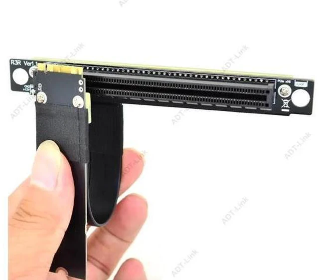 Alt view image 2 of 7 - 32G/bps PCI-e 16x To M2 M.2 NGFF NVMe Key-M 2230 2242 2260 2280 Riser Card Gen3.0 Cable PCIe x16 Extender with Sata Power Cable