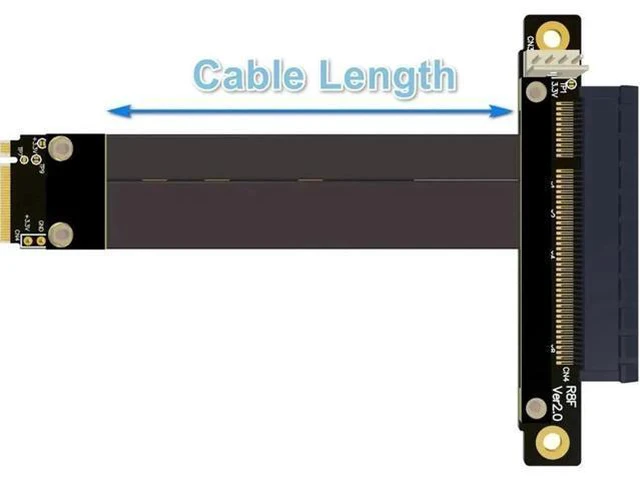 Alt view image 4 of 7 - 32G/bps PCI-e 16x To M2 M.2 NGFF NVMe Key-M 2230 2242 2260 2280 Riser Card Gen3.0 Cable PCIe x16 Extender with Sata Power Cable