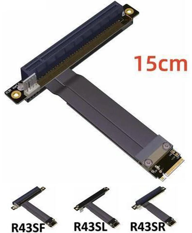 Alt view image 5 of 7 - 32G/bps PCI-e 16x To M2 M.2 NGFF NVMe Key-M 2230 2242 2260 2280 Riser Card Gen3.0 Cable PCIe x16 Extender with Sata Power Cable