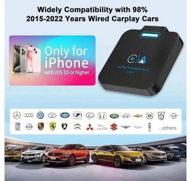 Alt view image 6 of 14 - Aomoproing Android Auto & CarPlay Wireless Adapter - 2 in 1 Wireless for iPhone & Android, Plug & Play for Factory Wired Cars - Supports iOS 10+