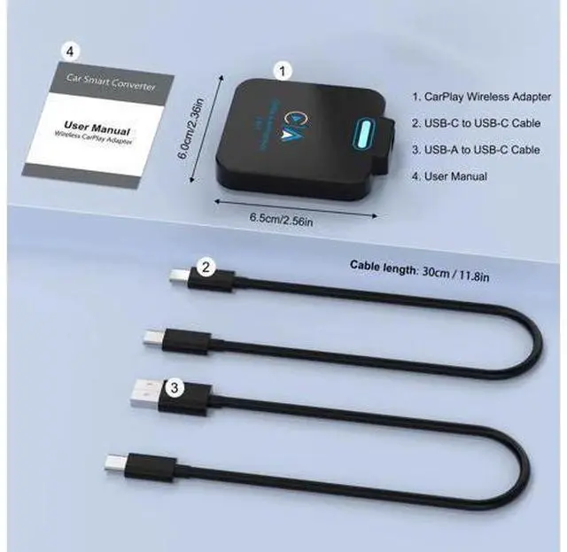 Alt view image 5 of 14 - Aomoproing Android Auto & CarPlay Wireless Adapter - 2 in 1 Wireless for iPhone & Android, Plug & Play for Factory Wired Cars - Supports iOS 10+