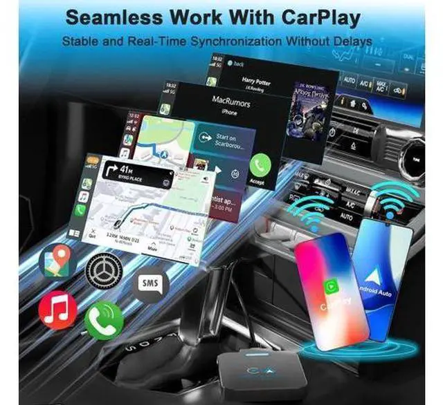 Alt view image 7 of 14 - Aomoproing Android Auto & CarPlay Wireless Adapter - 2 in 1 Wireless for iPhone & Android, Plug & Play for Factory Wired Cars - Supports iOS 10+
