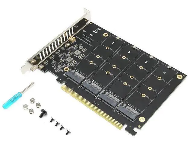 Alt view image 2 of 7 - Aomoproing M.2 PCIE Adapter Card, 4 Port M.2 NVMe SSD to PCIE X16 M Key Hard Drive Converter Reader Expansion Card PC Internal Expansion Card Pcie Nvme Adapter (ph44)