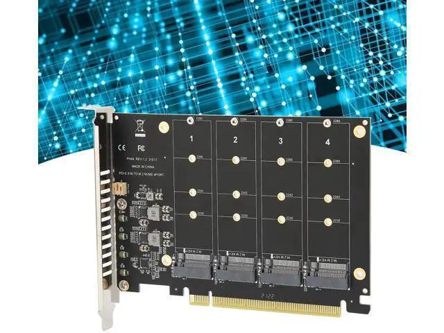 Alt view image 4 of 7 - Aomoproing M.2 PCIE Adapter Card, 4 Port M.2 NVMe SSD to PCIE X16 M Key Hard Drive Converter Reader Expansion Card PC Internal Expansion Card Pcie Nvme Adapter (ph44)