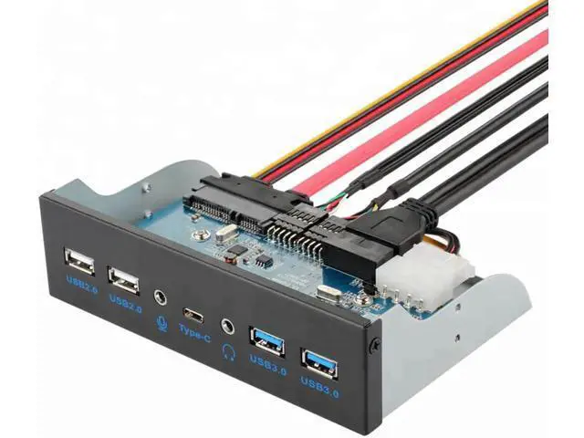 Alt view image 3 of 7 - 5.25 Inch USB 3.0 2.0 USB Type C HD Audio Port Front Panel Aluminum USB Type-C