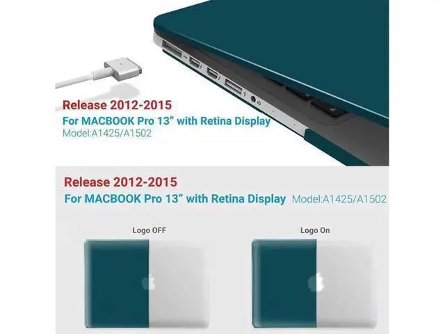 Alt view image 5 of 7 - Compatible with MacBook Pro 13 Inch Retina Case Model A1502 A1425 (Older Version Release 2015 - end 2012), Plastic Hard Shell Case with Keyboard Cover Dark Green
