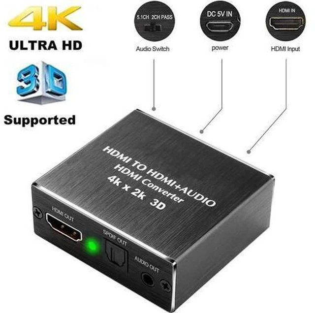 Main image of 4K x 2K 3D HDMI to HDMI and Optical SPDIF + 3.5mm Stereo Audio Extractor Converter HDMI Audio Splitter Adapter for Blue-ray PC Laptop Xbox One HDTV