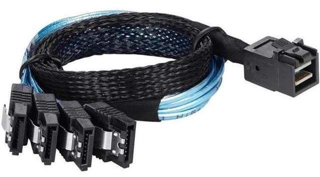 Alt view image 2 of 4 - Aomoproing Internal HD Mini SAS SFF-8643 to 4X SATA (Target) Cable, SFF-8643 for Controller, 4 Sata Connect to Hard Drive, 0.5M
