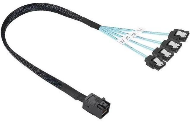 Alt view image 4 of 4 - Aomoproing Internal HD Mini SAS SFF-8643 to 4X SATA (Target) Cable, SFF-8643 for Controller, 4 Sata Connect to Hard Drive, 0.5M