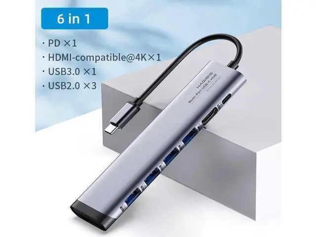 Alt view image 5 of 7 - USB C Hub Type C to HDMI-compatible Multi USB 3.0 2.0 Adapter PD Dock SD/Micro SD Card Reader for Macbook iPad Pro XPS