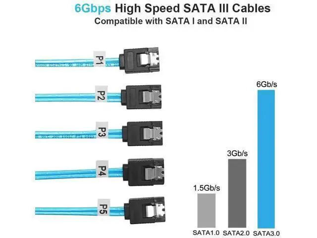 Alt view image 3 of 6 - Aomoproing 5Pack SATA III Cable:8 inch Short-SATA Cable Thin 0.2M, Straight Flexible 6Gb Data with Locking Latch for Hard Drive,SDD, HDD (0.6FT)