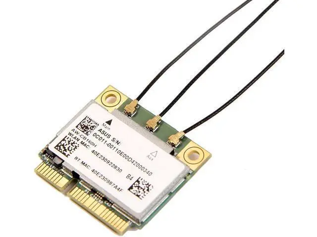 Alt view image 2 of 7 - AzureWave AW-CB160H Broadcom BCM94360HMB 802.11AC 1300Mbps Wireless WIFI WLAN Bluetooth 4.0 Mini PCI-E Card + 20cm MHF4 Antennas