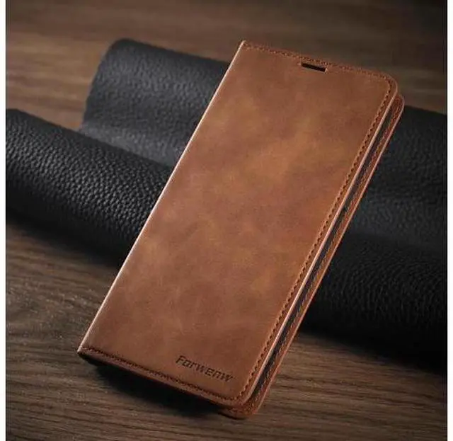 Alt view image 2 of 7 - Case for iPhone 12 Pro 6.1 inch and iPhone 12 6.1 inch Premium PU Leather Cover with Card Holder Kickstand Shockproof Flip Wallet Cover Brown