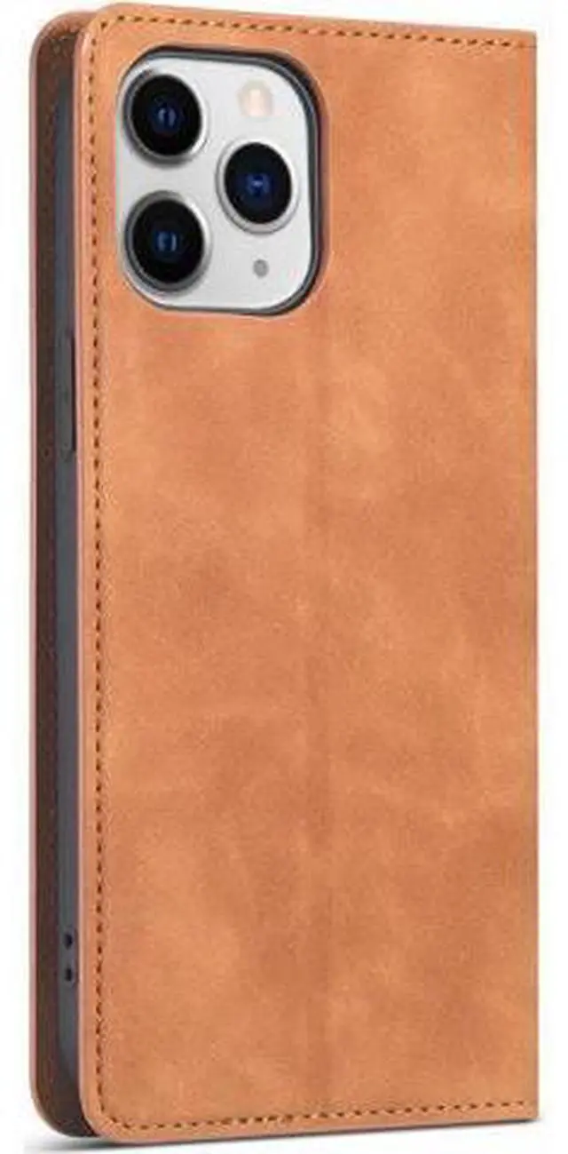 Alt view image 3 of 7 - Case for iPhone 12 Pro 6.1 inch and iPhone 12 6.1 inch Premium PU Leather Cover with Card Holder Kickstand Shockproof Flip Wallet Cover Brown