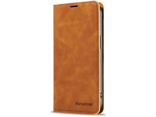 Alt view image 3 of 7 - for iPhone 16e Case, Premium PU Leather Cover TPU Bumper with Card Holder Kickstand Hidden Magnetic Adsorption Shockproof Flip Wallet Cover Brown