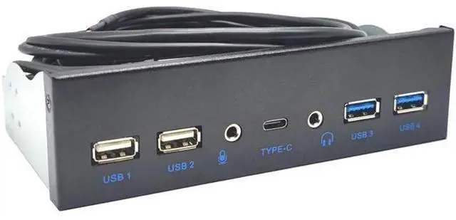Alt view image 2 of 7 - USB 3.0 Front Panel for PC USB 3.1 Type C + 2x USB3.0 + 2x USB2.0 Hub + HD Audio 3.5mm + Earphone MIC for 5.25" CD-ROM Drive Bay