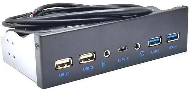 Alt view image 3 of 7 - USB 3.0 Front Panel for PC USB 3.1 Type C + 2x USB3.0 + 2x USB2.0 Hub + HD Audio 3.5mm + Earphone MIC for 5.25" CD-ROM Drive Bay