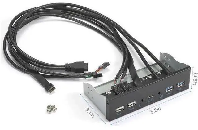 Alt view image 4 of 7 - USB 3.0 Front Panel for PC USB 3.1 Type C + 2x USB3.0 + 2x USB2.0 Hub + HD Audio 3.5mm + Earphone MIC for 5.25" CD-ROM Drive Bay