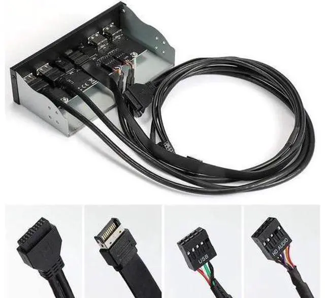 Alt view image 7 of 7 - USB 3.0 Front Panel for PC USB 3.1 Type C + 2x USB3.0 + 2x USB2.0 Hub + HD Audio 3.5mm + Earphone MIC for 5.25" CD-ROM Drive Bay