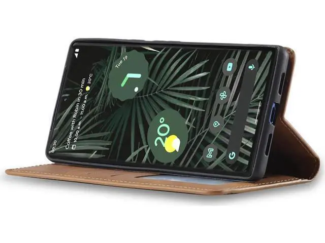 Alt view image 3 of 7 - Case for Google Pixel 6 Pro 5G 6.71 inch Premium PU Leather Cover with Card Holder Kickstand Shockproof Flip Wallet Cover Brown