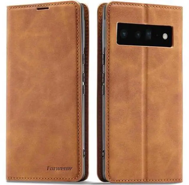 Main image of Case for Google Pixel 6 Pro 5G 6.71 inch Premium PU Leather Cover with Card Holder Kickstand Shockproof Flip Wallet Cover Brown