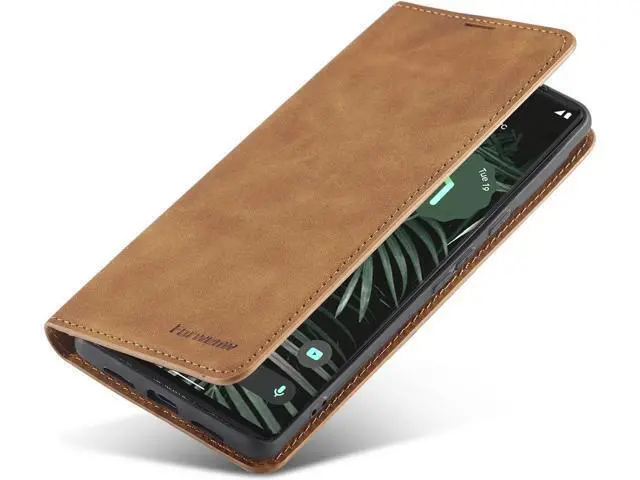 Alt view image 4 of 7 - Case for Google Pixel 6 Pro 5G 6.71 inch Premium PU Leather Cover with Card Holder Kickstand Shockproof Flip Wallet Cover Brown