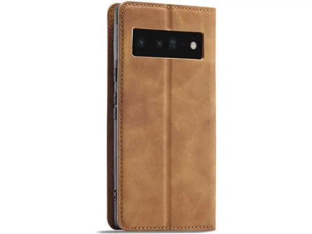 Alt view image 6 of 7 - Case for Google Pixel 6 Pro 5G 6.71 inch Premium PU Leather Cover with Card Holder Kickstand Shockproof Flip Wallet Cover Brown