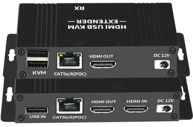 Main image of HDMI KVM USB Extender 1080P 60Hz, HDMI KVM USB Extender Over Cat5/6 Ethernet Cable Signal Extension to 196FT/60M Support USB Keyboard Mouse Plug & Play (Transmitter and Receiver)