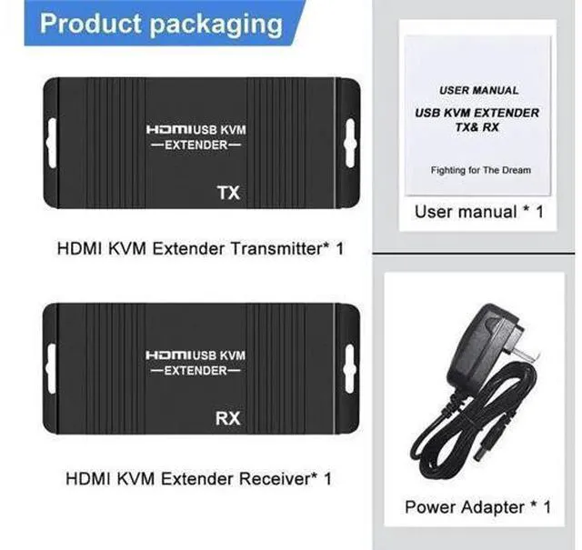 Alt view image 5 of 14 - HDMI KVM USB Extender 1080P 60Hz, HDMI KVM USB Extender Over Cat5/6 Ethernet Cable Signal Extension to 196FT/60M Support USB Keyboard Mouse Plug & Play (Transmitter and Receiver)