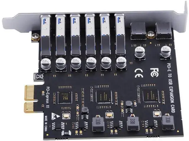 Alt view image 2 of 6 - USB 3.2 Card PCIe X1 To USB Gen1 5Gbps 8 Port (6 USB A +2 Type C) Chip VL805+NEC720210 Converter Adapter Expansion PCIE Splitter