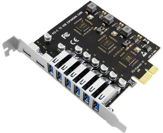 Alt view image 6 of 6 - USB 3.2 Card PCIe X1 To USB Gen1 5Gbps 8 Port (6 USB A +2 Type C) Chip VL805+NEC720210 Converter Adapter Expansion PCIE Splitter